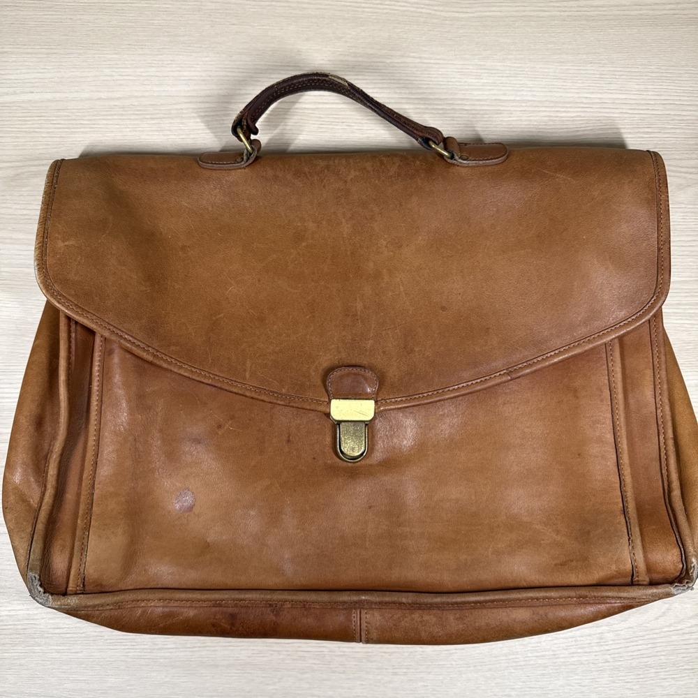Vintage Coach Morgan Brown Smooth Leather Briefcase Bag‎ No Shoulder Strap